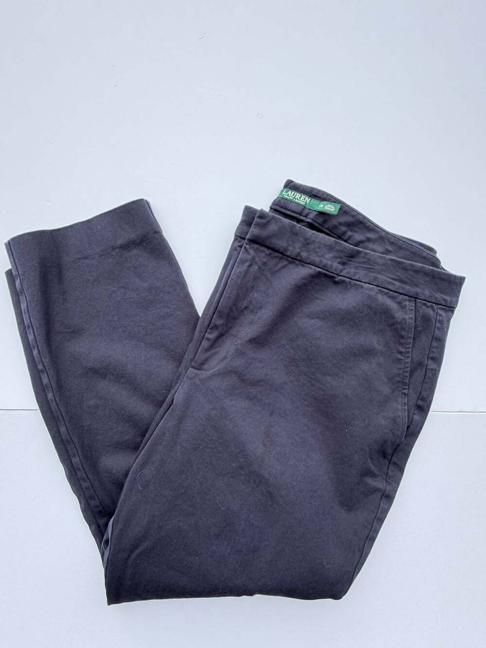 Lauren Ralph Lauren Black Cotton Stretch Ankle Pants Size 16